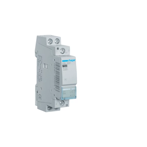 HAGER Mágneskapcsoló, 1Z+1NY, 25A, 8/12V AC, moduláris (ESL227)