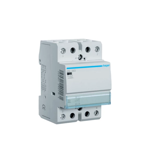 HAGER Mágneskapcsoló, 2Z, 63A, 12V AC, moduláris (ESL263)