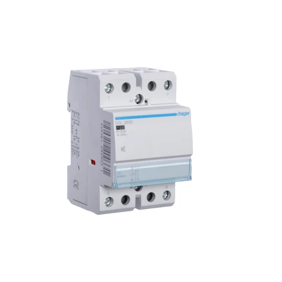 HAGER Csendes mágneskapcsoló, 2Z, 63A, 12V AC/DC, moduláris (ESL263S)