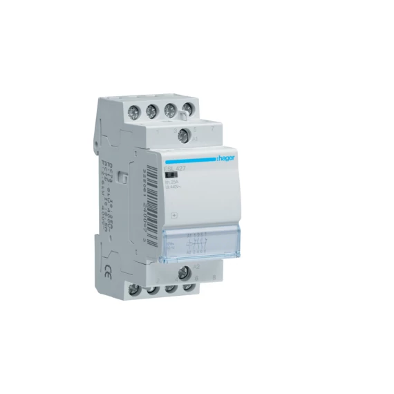 HAGER Mágneskapcsoló, 2Z+2NY, 25A, 12V AC, moduláris (ESL427)