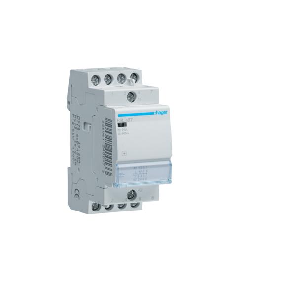 HAGER Mágneskapcsoló, 2Z+2NY, 25A, 12V AC, moduláris (ESL427)
