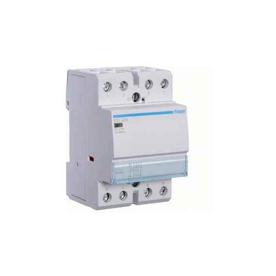 HAGER Mágneskapcsoló, 3Z+1NY, 25A, 12V AC, moduláris (ESL428)