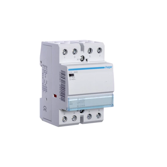 HAGER Mágneskapcsoló, 4Z, 40A, 12V AC, moduláris (ESL440)