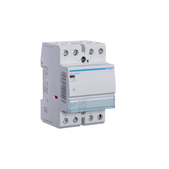 HAGER Csendes mágneskapcsoló, 4Z, 40A, 12V AC/DC, moduláris (ESL440S)