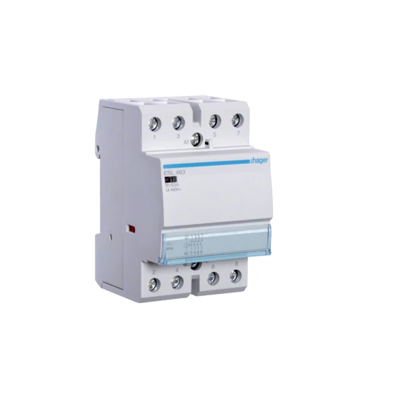 HAGER Mágneskapcsoló, 4Z, 63A, 12V AC, moduláris (ESL463)