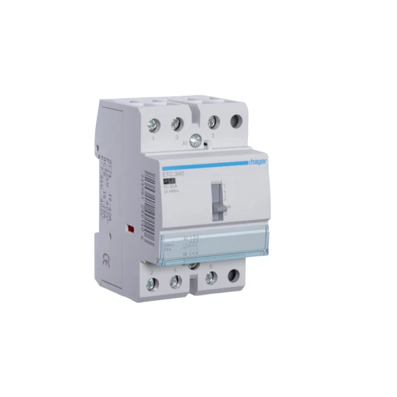 HAGER Mágneskapcsoló, 3Z, 40A, 230V AC, I-0-II, moduláris, kézzel is kapcsolható (ETC340)
