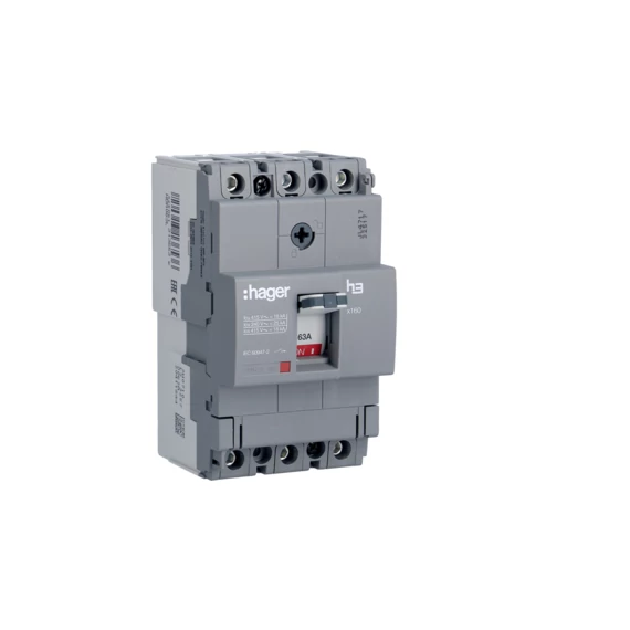 HAGER Kompakt megszakító x160, 3P, 63A, 18kA, fix TM kioldóval (HDA063L)