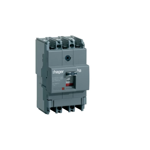 HAGER Kompakt megszakító x160, 3P, 160A, 18kA, fix TM kioldóval (HDA160L)