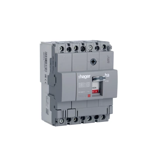 HAGER Kompakt megszakító x160, 4P, 160A, 18kA, fix TM kioldóval (HDA161L)