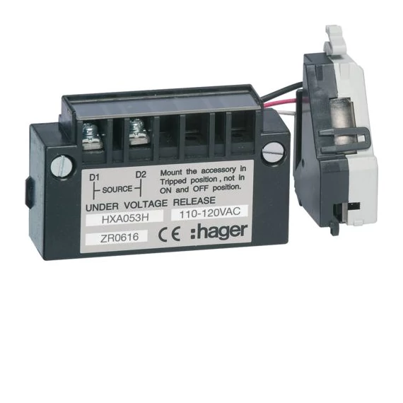 HAGER Késleltetett fesz.csökkenési kioldó DUVR, x160/250, 100-120V AC (HXA053H)