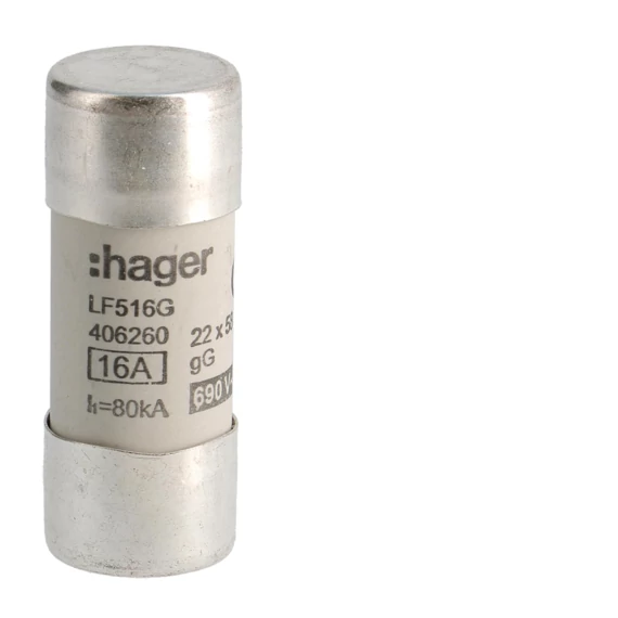 HAGER Hengeres olvadóbiztosítóbetét, 22x58 mm, gG, 16 A (LF516G)