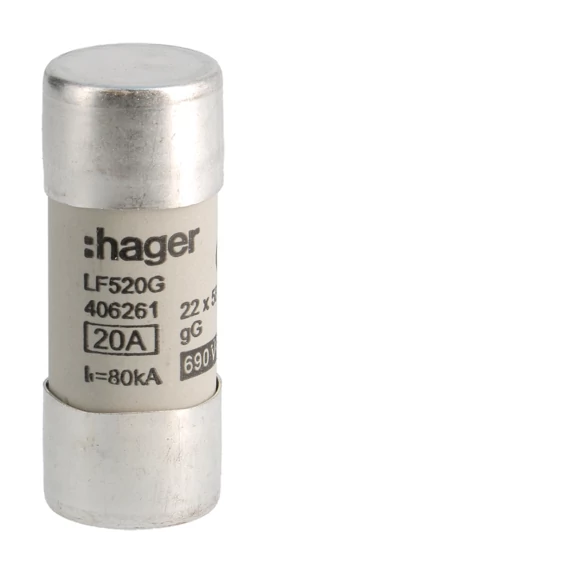 HAGER Hengeres olvadóbiztosítóbetét, 22x58 mm, gG, 20 A (LF520G)