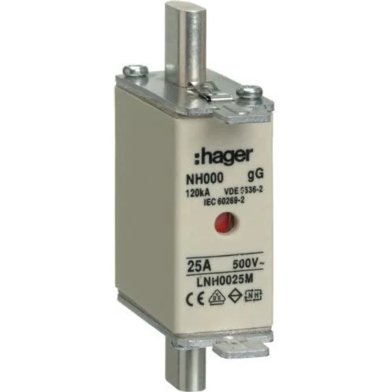 HAGER NH000 gG 25A 500V Késes biztosító (LNH0025M)
