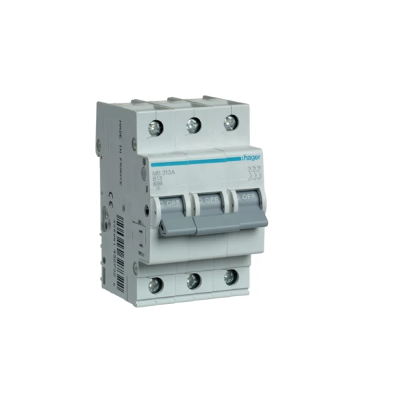 HAGER Kismegszakító 3P, B-13A, 6kA, 3M (MB313A)