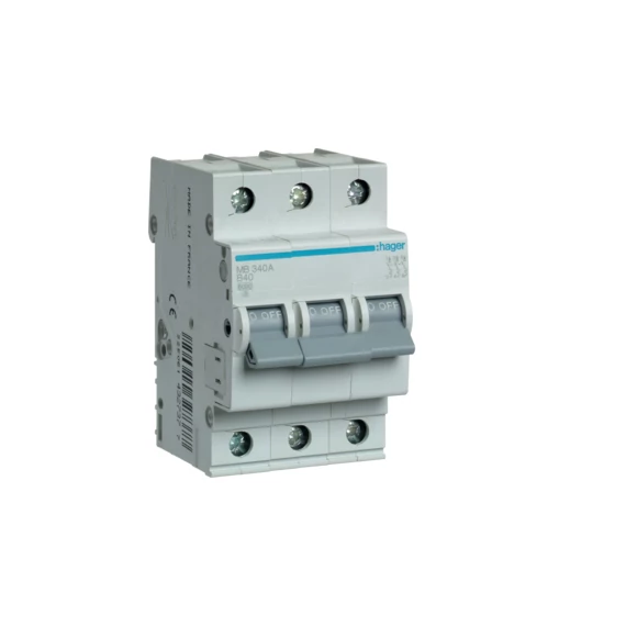 HAGER Kismegszakító 3P, B-40A, 6kA, 3M (MB340A)