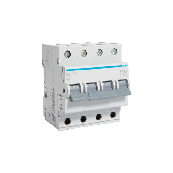 HAGER Kismegszakító 4P, C-20A, 6kA, 4M (MC420A)