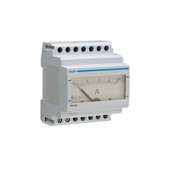 HAGER Analóg ampermérő, 1 fázisú, áramváltós mérés, 100A-ig, moduláris (SM100)
