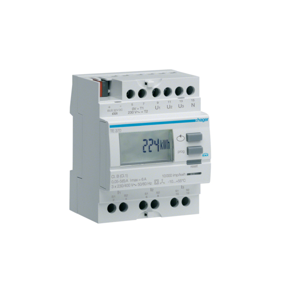 HAGER KNX áramváltós fogyasztásmérő, 50/5A - 6000/5A, 1% (TE370)