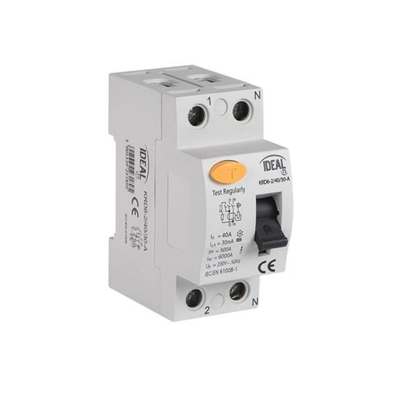 KANLUX KRD6-2/25/30 FI relé (életvédelmi relé), 2(1P+N), 25A, 230V AC, 30mA (23180)