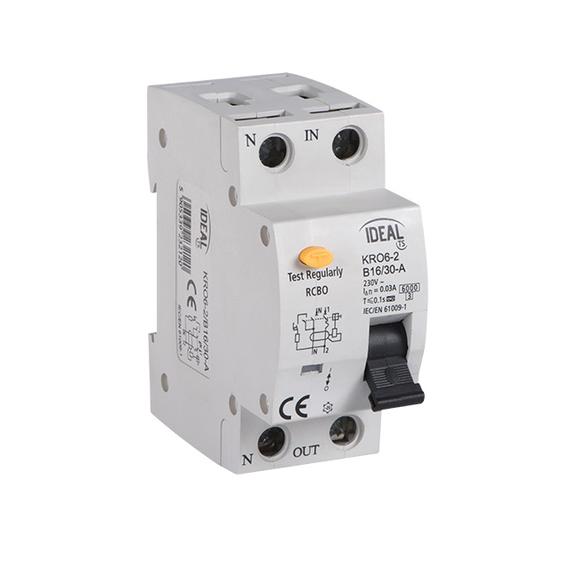 KANLUX KRO6-2/B10/30 FI relé (kismegszakító + életvédelmi relé), 10A, B, 230V AC (23213)