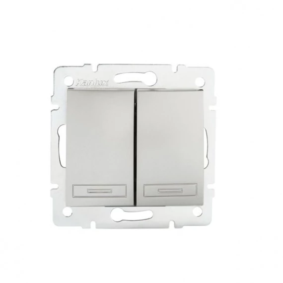 KANLUX DOMO 01-1022-243 Dupla nyomókapcsoló, ezüst (24833)