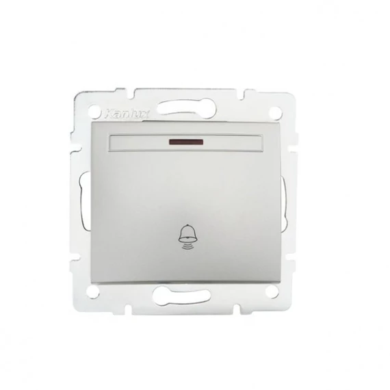 KANLUX DOMO 01-1080-243 Jelzőfényes csengő nyomókapcsoló, ezüst (24839)