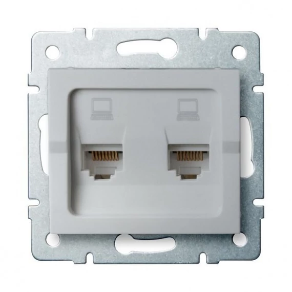 KANLUX LOGI 02-1420-043 Dupla adatcsatlakozó aljzat, ezüst (25229)