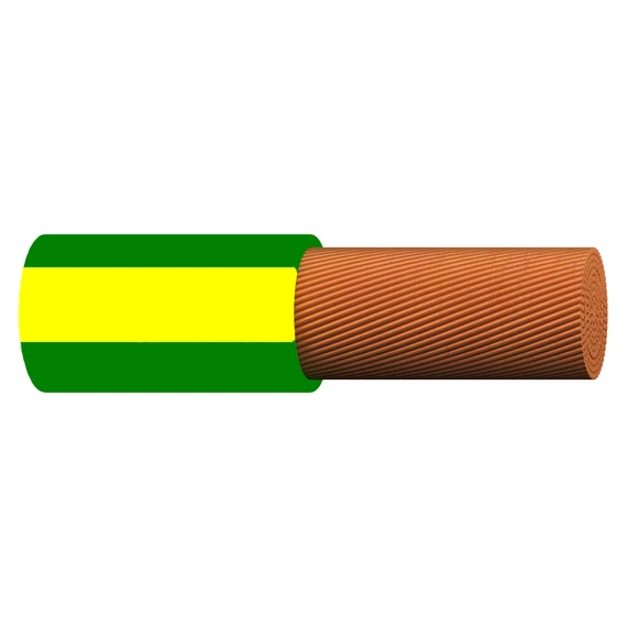 H07V-K 2,5 mm2 zöld-sárga, Mkh, (1KV), sodrott Cu-vezető, PVC-érszigeteléssel (20210082)