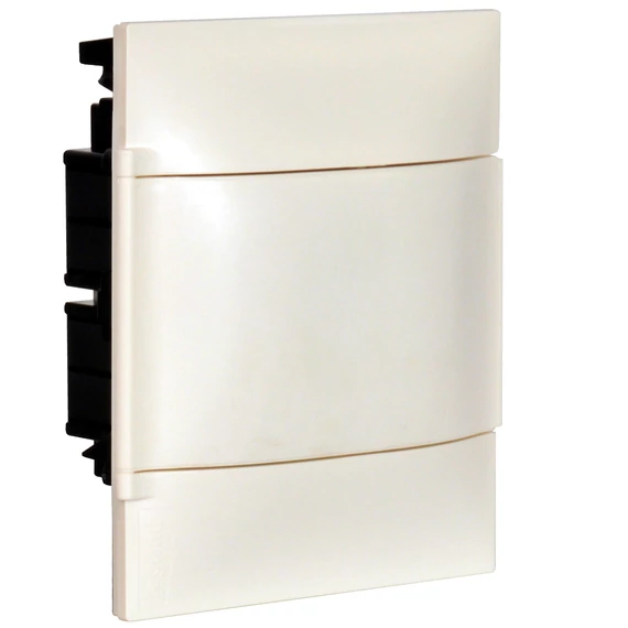 LEGRAND PractiboxS 1 sor 4 modul, téglafalba süllyeszthető kiselosztó(650°C), fehér ajtóval, védőföld és nulla elosztókapoccsal (134144)