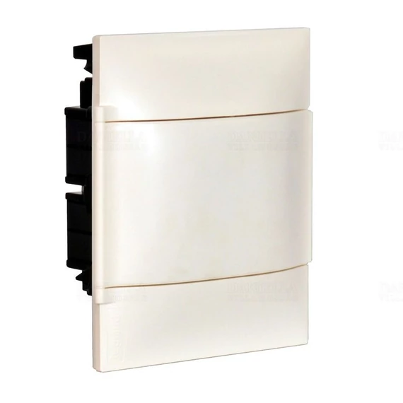 LEGRAND PractiboxS 1 sor 6 modul, téglafalba süllyeszthető kiselosztó(650°C), fehér ajtóval, védőföld és nulla elosztókapoccsal (134146)