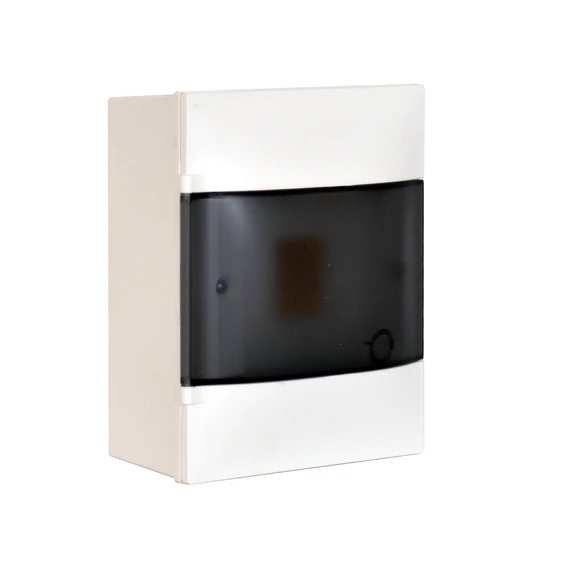 LEGRAND PractiboxS 1 sor 4 modul, falon kívüli kiselosztó, átlátszó füstszínű ajtóval, védőföld és nulla elosztókapoccsal (134214)