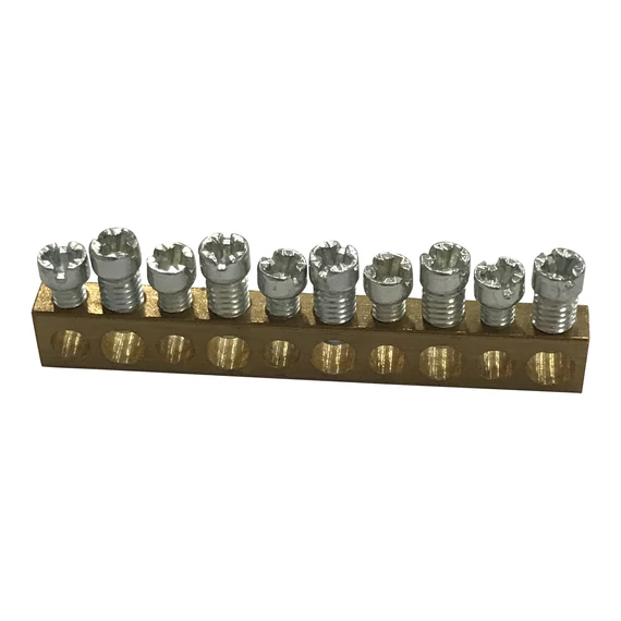 LEGRAND PractiboxS 10 kötési pont, 5x16mm² + 5x10mm², kiegészítő csupasz sárgaréz PE/N elosztókapocs; Icc=6 kA (134807)