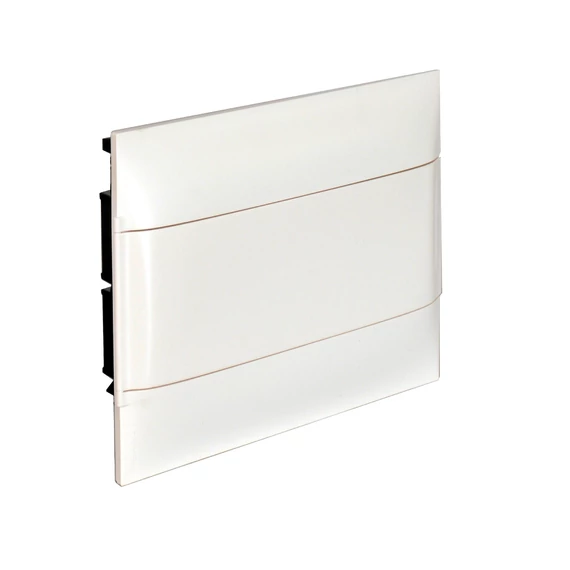 LEGRAND PractiboxS 1 sor 12 modul, téglafalba süllyeszthető kiselosztó(650°C), fehér ajtóval, védőföld és nulla elosztókapoccsal (135141)