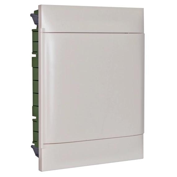 LEGRAND PractiboxS 2 sor 12 modul, téglafalba süllyeszthető kiselosztó(650°C), fehér ajtóval, védőföld és nulla elosztókapoccsal (135142)