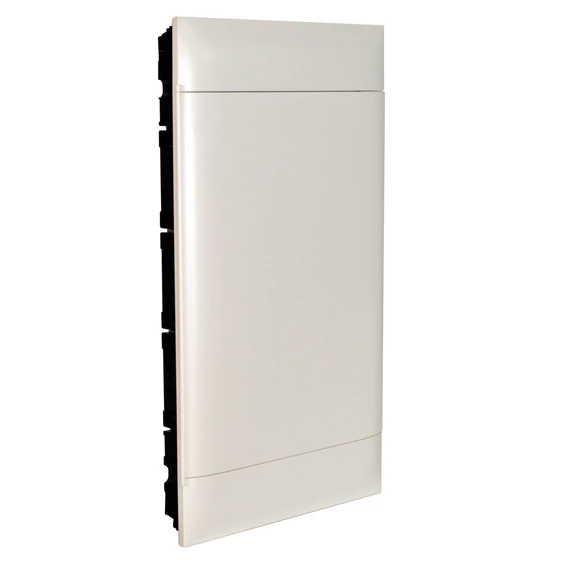 LEGRAND PractiboxS 3 sor 12 modul, téglafalba süllyeszthető kiselosztó(650°C), fehér ajtóval, védőföld és nulla elosztókapoccsal (135143)