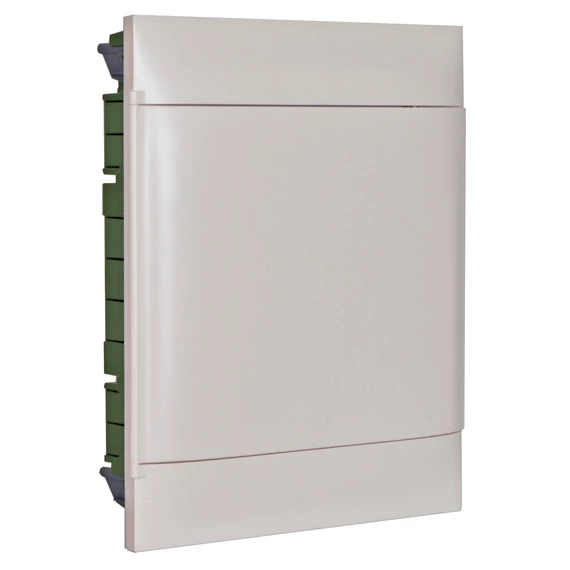 LEGRAND PractiboxS 2 sor 12 modul, gipszkartonba süllyeszthető kiselosztó(850°C), fehér ajtóval, védőföld és nulla elosztókapoccsal (135162)
