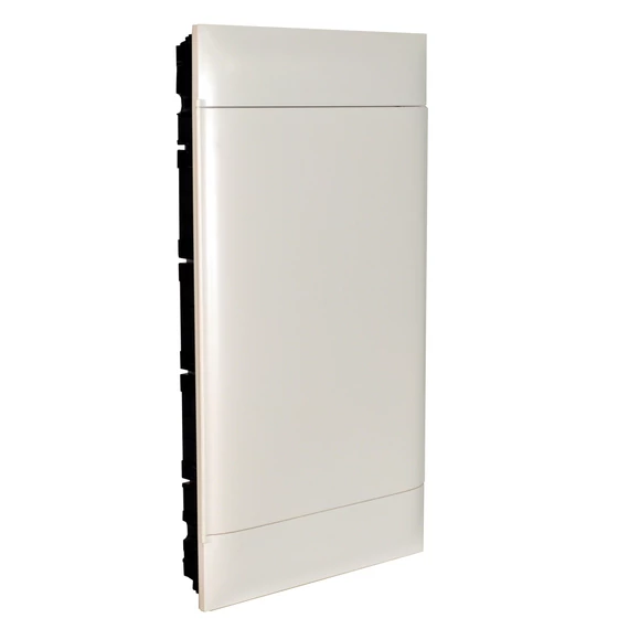 LEGRAND PractiboxS 4 sor 12 modul, gipszkartonba süllyeszthető kiselosztó(850°C), fehér ajtóval, védőföld és nulla elosztókapoccsal (135164)