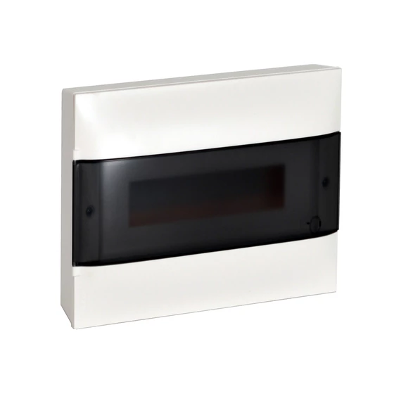 LEGRAND PractiboxS 1 sor 12 modul, falon kívüli kiselosztó(650°C), átlátszó füstszínű ajtóval, védőföld és nulla elosztókapoccsal (135211)