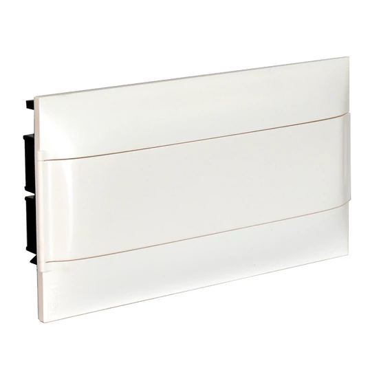 LEGRAND PractiboxS 1 sor 18 modul, téglafalba süllyeszthető kiselosztó(650°C), fehér ajtóval, védőföld és nulla elosztókapoccsal (137146)