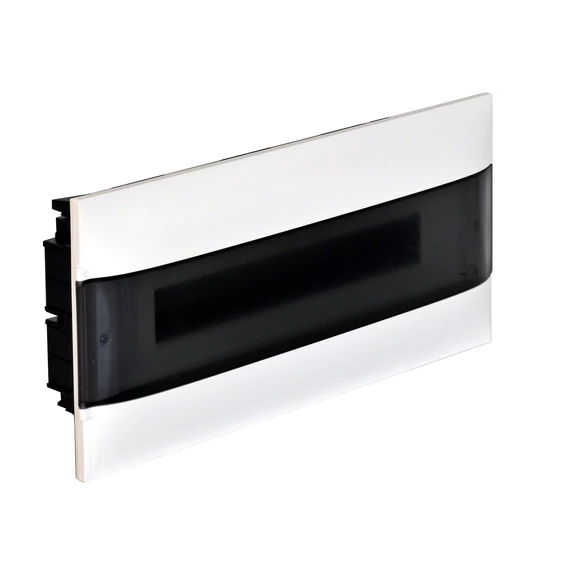LEGRAND PractiboxS 1 sor 22 modul, gipszkartonba süllyeszthető kiselosztó(850°C), átlátszó füstszínű ajtóval, védőföld és nulla elosztókapoccsal (137175)