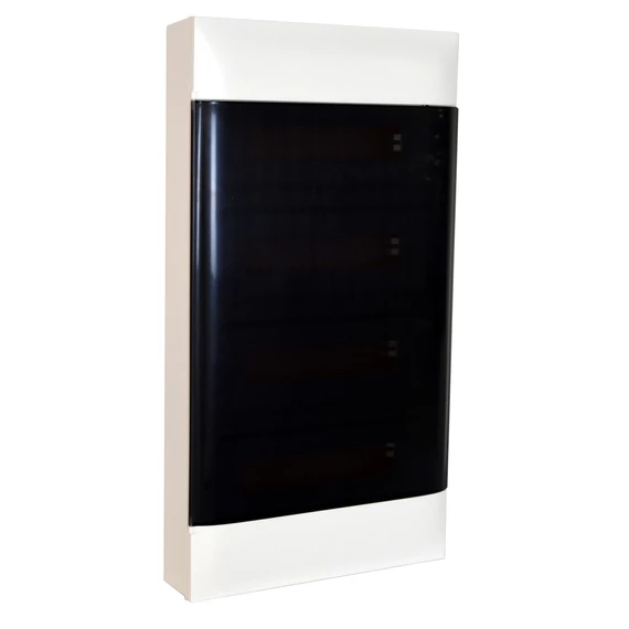 LEGRAND PractiboxS 4 sor 18 modul, falon kívüli kiselosztó(650°C), átlátszó füstszínű ajtóval, védőföld és nulla elosztókapoccsal (137219)