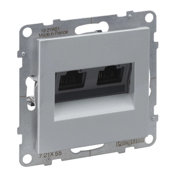 LEGRAND Suno 2xRJ45 Cat.6A UTP csatlakozóaljzat, alumínium (721355)