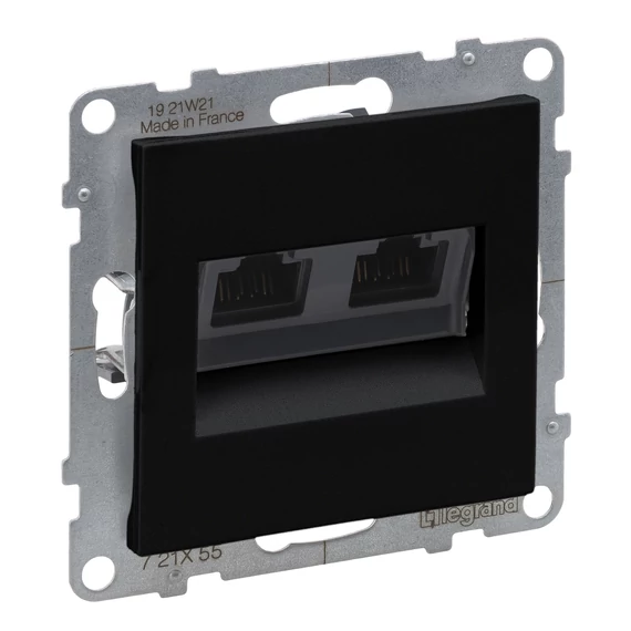 LEGRAND Suno 2xRJ45 Cat.6A UTP csatlakozóaljzat, fekete (721455)