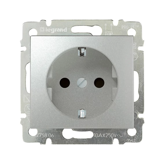 LEGRAND Valena 2P+F csatlakozóaljzat alumínium (770120)