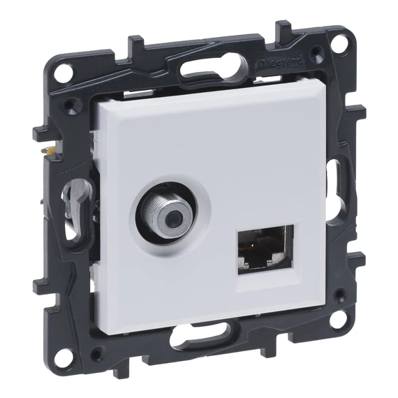 LEGRAND Niloé Step "F" típusú TV aljzat + RJ45 Cat. 6 UTP aljzat, fehér (863177)