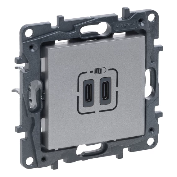 LEGRAND Niloé Step 2xUSB-C töltőaljzat 5V 3A 15W, alumínium (863339)
