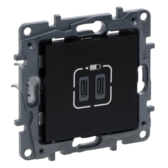 LEGRAND Niloé Step 2xUSB-C töltőaljzat 5V 3A 15W, fekete (863539)