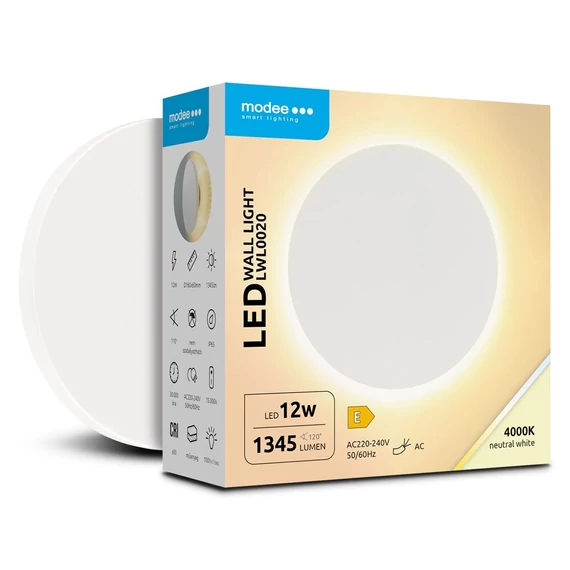 Modee LED Fali Lámpa (LWL0020) 12W IP65 D160x60mm 4000K (1345 lumen) Fehér (ML-LWL0020)