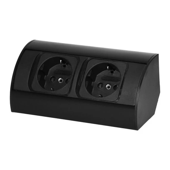ORNO Sarokba illeszthető irodai elosztó, 2x(2P+F), max.3680W, IP20, 230V, 60cm vezetékkel, fekete (OR-AE-1303(GS)/B)