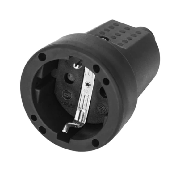 ORNO Gumi dugalj, mini, 1-es, IP44, 16A, 230V/AC, fekete (OR-AE-13223(GS)/25)